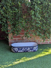 Talavera Oval Succulent Pot | Mexican Ceramic Planter | Hand Painted Window Box