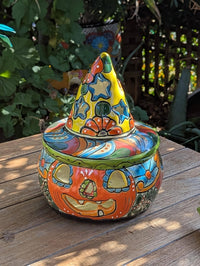 Hand-Painted Talavera Pumpkin Halloween Decor | Jack-o-Lantern Mexican Pottery | Ceramic Candle Holder