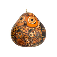 Owl Mom & Owlet Gourd Ornament, Handmade Fall Home Decor Housewarming Gift for Her