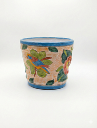 Parrot Flower Pot | 10.5 inch Round Ceramic Planter is Handmade Mexican Pottery for Outdoor Garden Decor, Indoor Home Decor, or Centerpiece from https://luv2brd.com