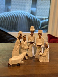 Nativity Scene from Mozambique - Hand Carved & Hand Painted Wood, Housewarming Gift for Her