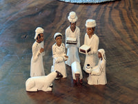 Nativity Scene from Mozambique - Hand Carved & Hand Painted Wood, Housewarming Gift for Her