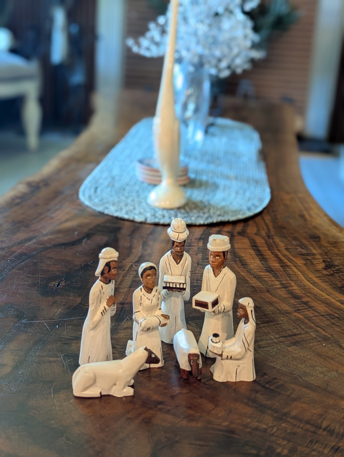 Nativity Scene from Mozambique - Hand Carved & Hand Painted Wood, Housewarming Gift for Her