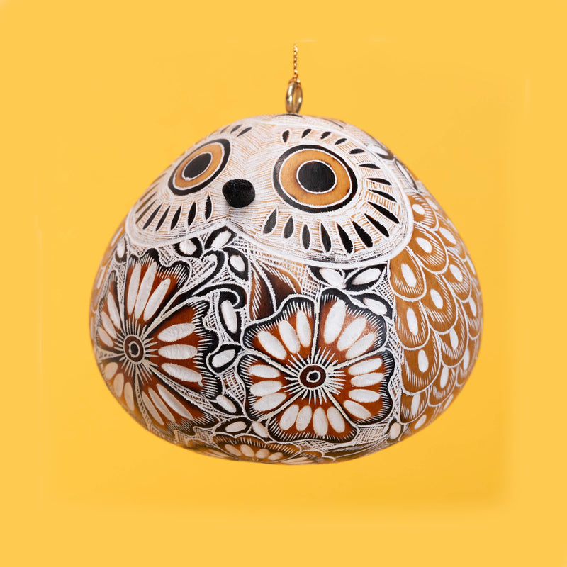 Snowy Owl Gourd Ornament, Handmade Fall Home Decor Housewarming Gift for Her