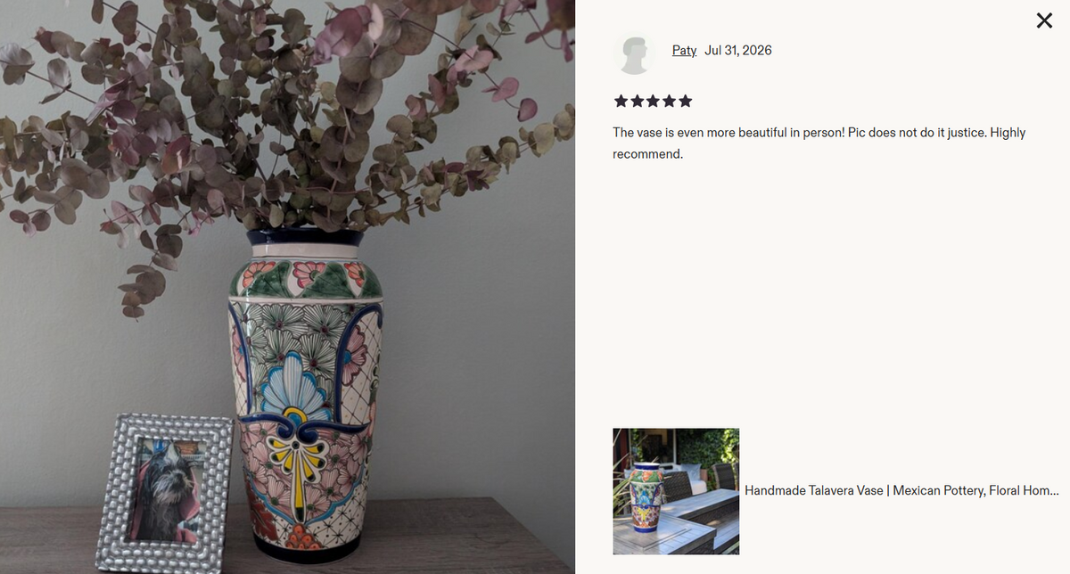 Handmade Talavera Vase | Mexican Pottery, Floral Home Decor