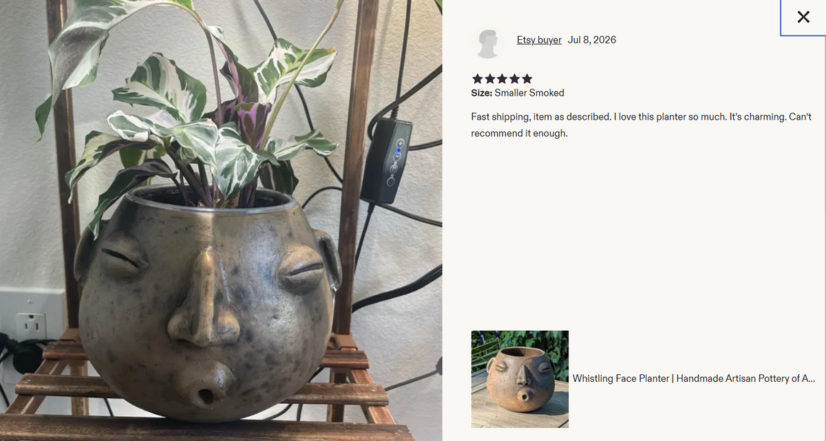 Whistler Face Planter is Handmade Mexican Pottery from Atzompa, Mexico, Home Decor, Indoor or Outdoor Decor