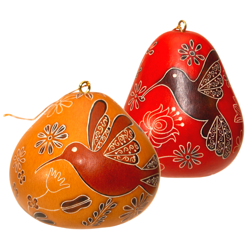 Hummingbird Doodle Gourd Ornament, Sold Individually, Home Decor Housewarming Gift for Her