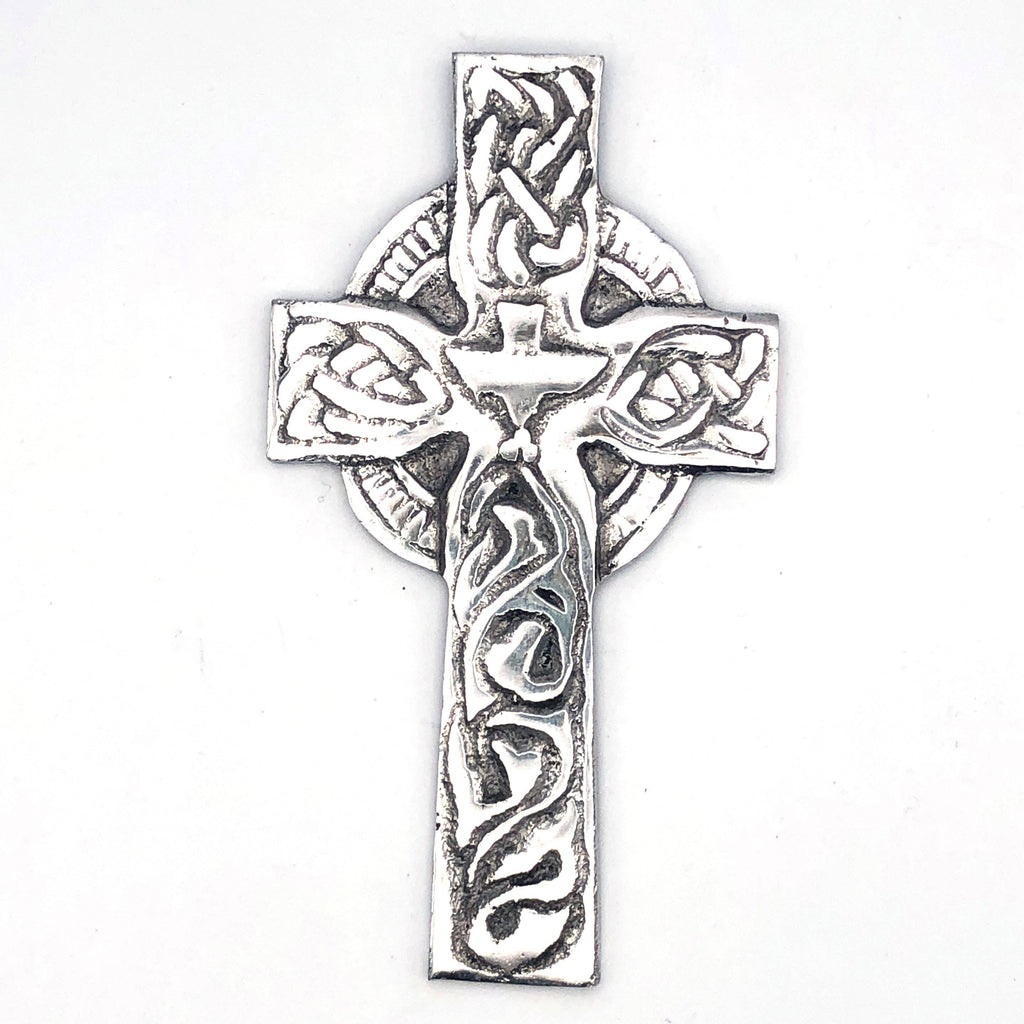 Recycled Aluminum Celtic Cross with Dove  Home Decor, Housewarming Gift for Her