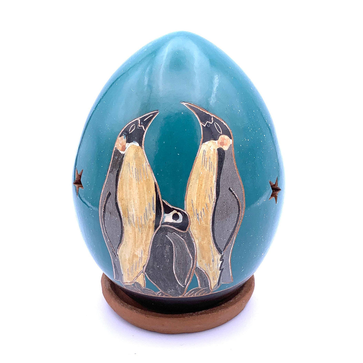Emperor Penguin Family Luminary Home Decor  from Nicaragua, Ceramic Housewarming Gift for Her