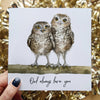 Little Owl Valentines / Anniversary Card, 6x6 Inches Square