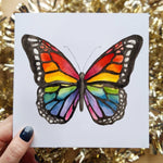 Rainbow Butterfly Greeting Card, 6x6 Inches Square