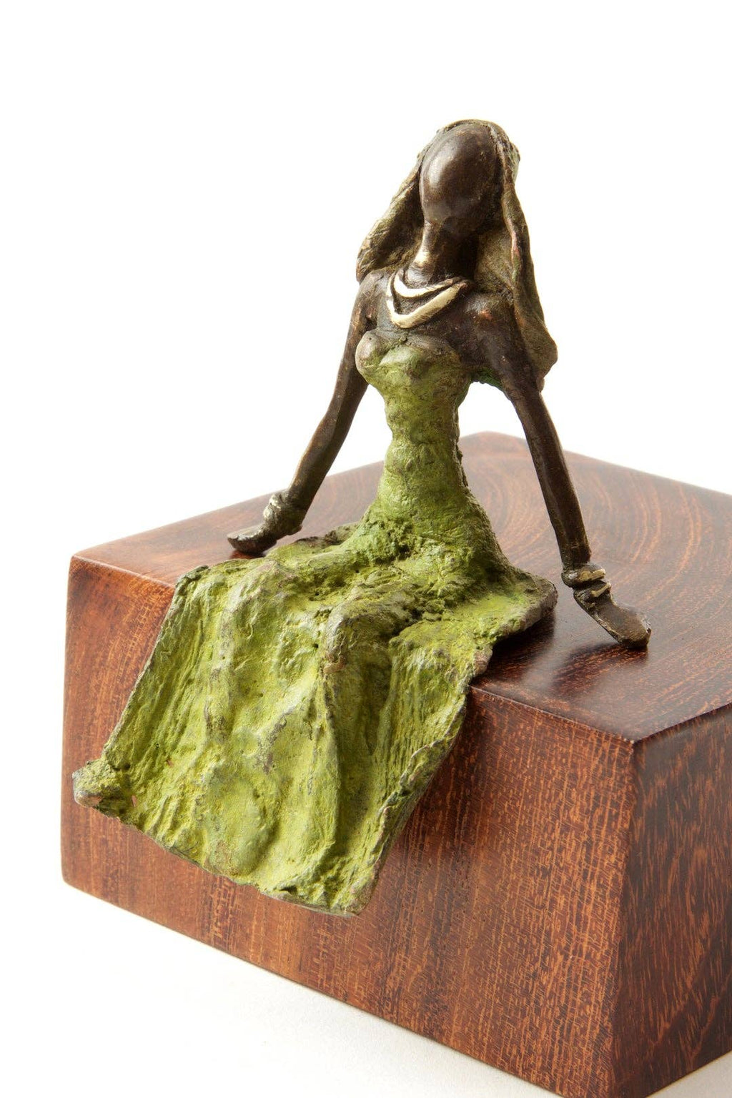 Bronze Seated Beauty Sculpture Handcrafted in Burkina Faso, Africa, Housewarming Gift for Her