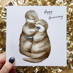 Otter Anniversary Greeting Card, 6x6 Inches Square