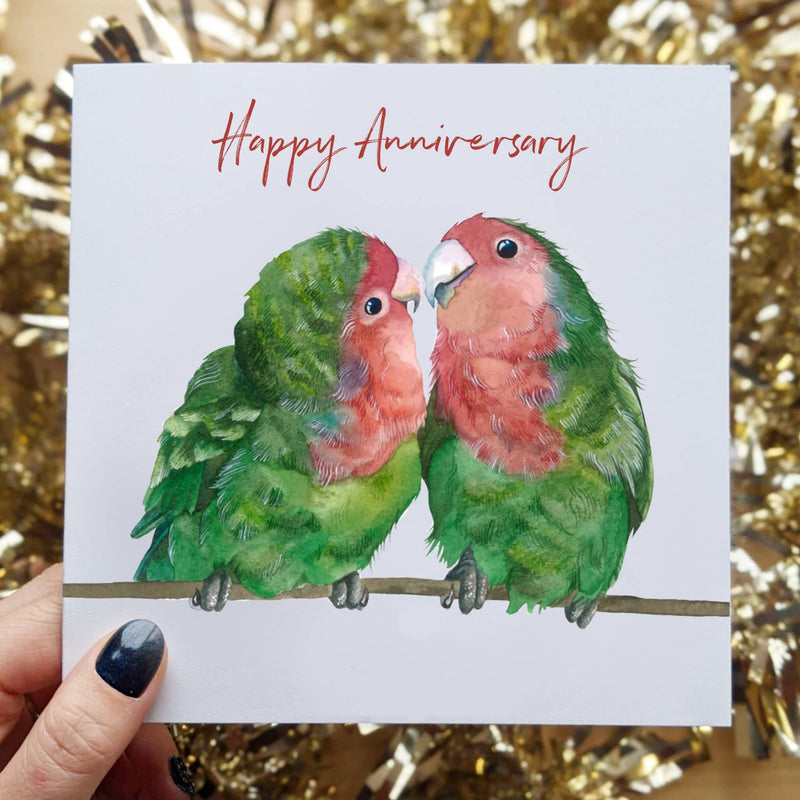 Lovebird Anniversary Greeting Card, 6x6 Inches Square