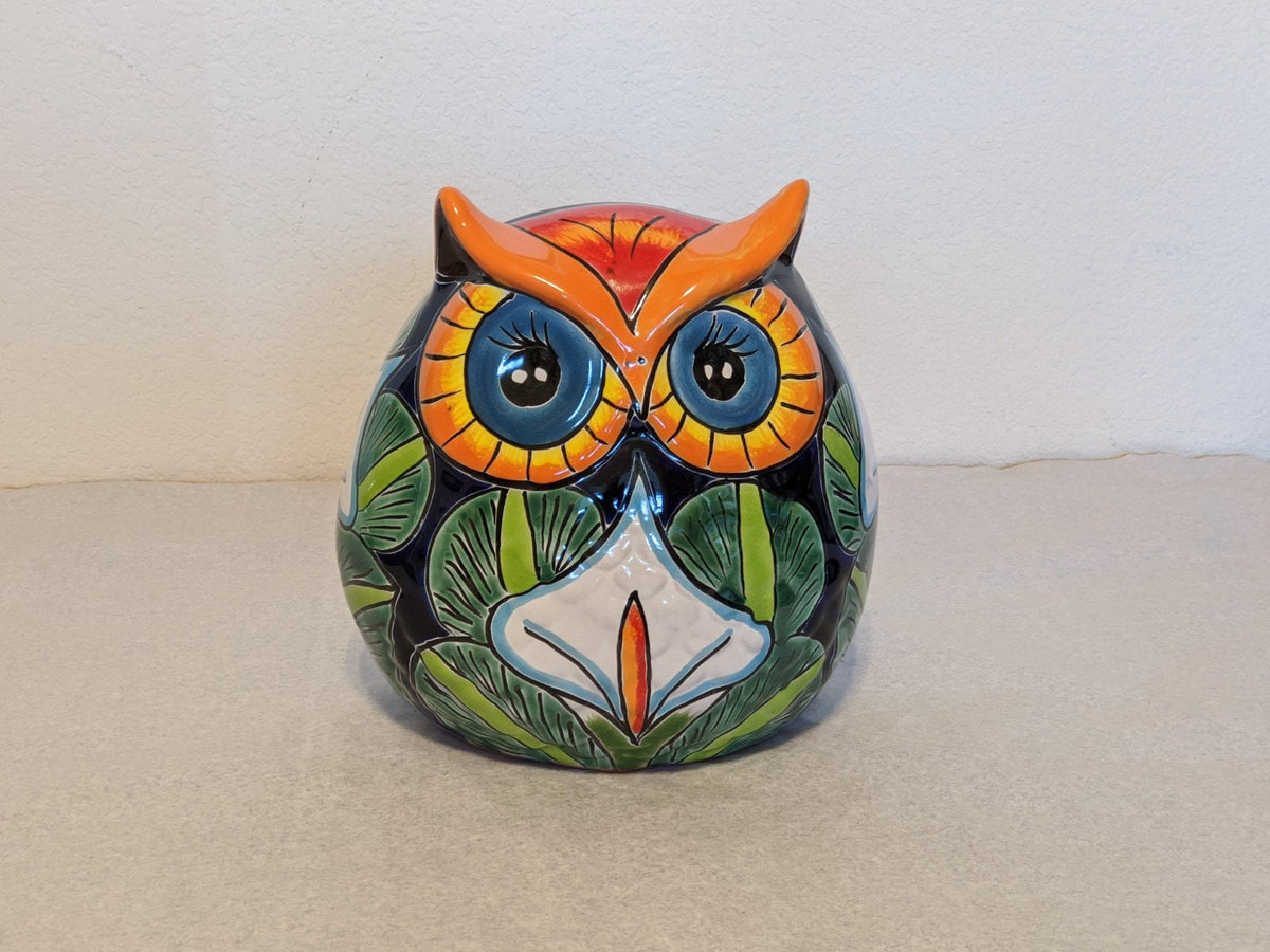 Lilly Owl Mexican Flower Pot Ships 9-1 | Ceramic Talavera Pottery Works Indoor or Outdoor as Home Decor or Garden Decorations