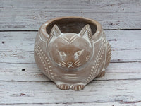 Crouching Cat Planter, Handmade Terracotta Flower Pot Garden Art and Home Decor
