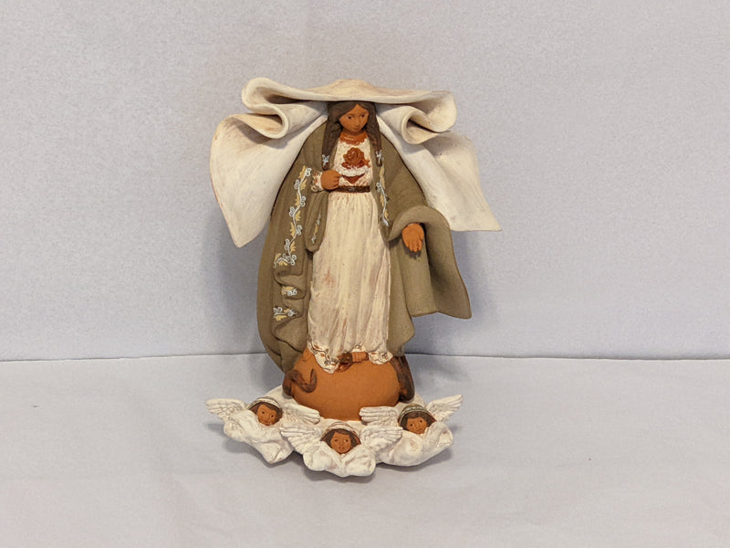 Holy Mary with Angels - Fine Ceramic Figure 8.25" H x 6.25"