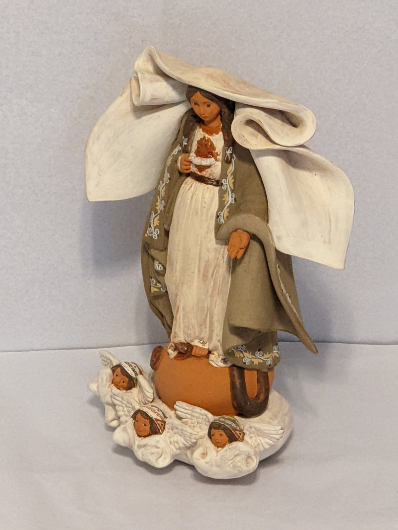 Holy Mary with Angels - Fine Ceramic Figure 8.25" H x 6.25"