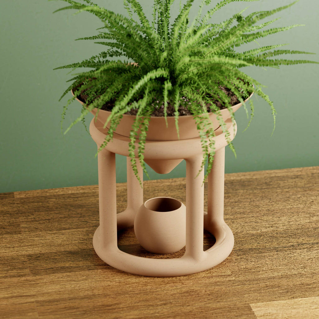 Unique Odyssey Planter and Flower Pot Home Decor, Housewarming Gift for Her, Natural Wood, 8" Diameter