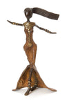 Bronze Dancing Woman Sculpture Handcrafted in Burkina Faso, Africa Housewarming Gift for Her