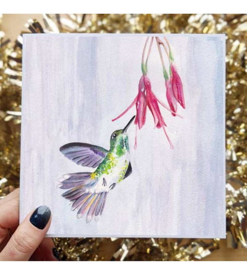 Hummingbird Greeting Card, 6x6 Inches Square