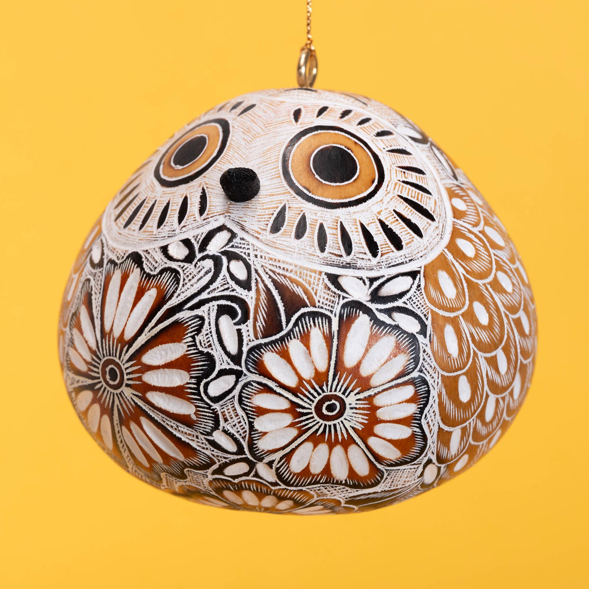 Snowy Owl Gourd Ornament, Handmade Fall Home Decor Housewarming Gift for Her 