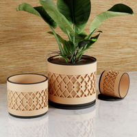 Succulent Planter With Drip Tray, Unique Flower Pot From Sustainable Materials, Housewarming Gift for Her,  Small, Natural Wood