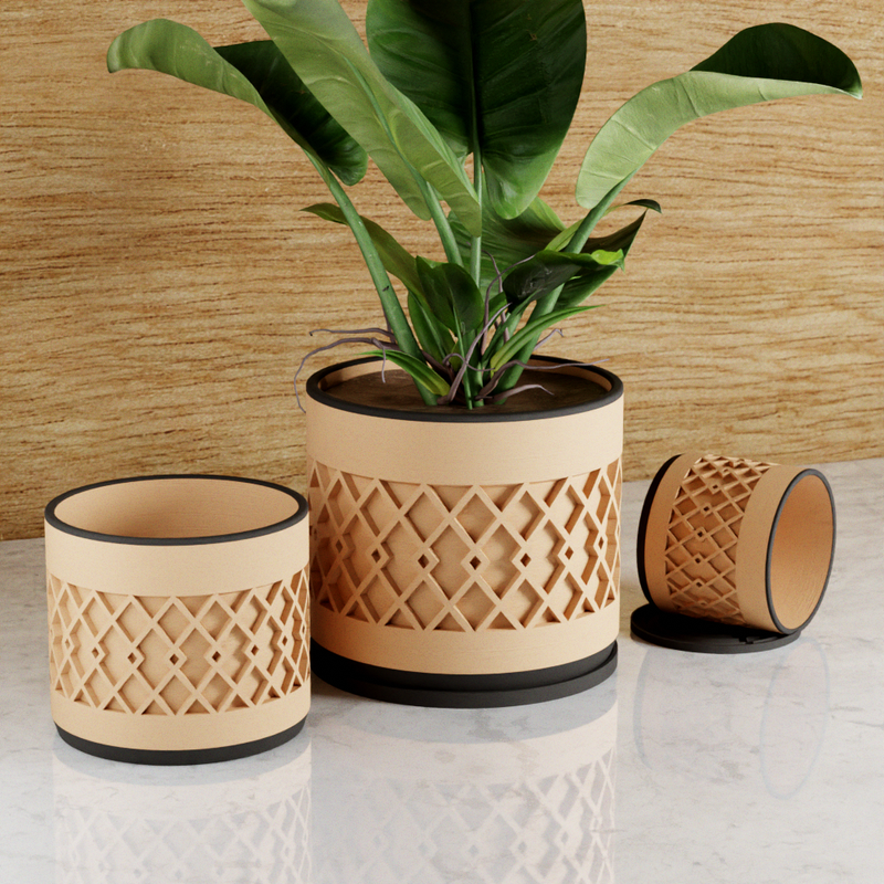 Succulent Planter With Drip Tray, Unique Flower Pot From Sustainable Materials, Housewarming Gift for Her,  Small, Natural Wood