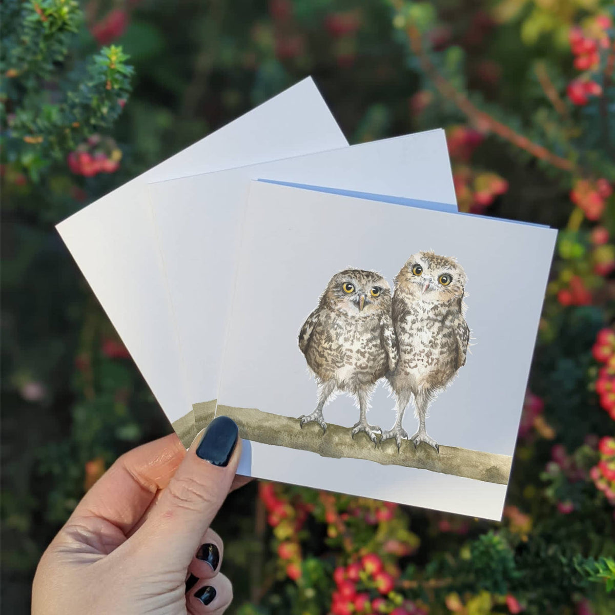 Multipack Owls Mini Greeting Cards, Four 4x4 Inch Cards