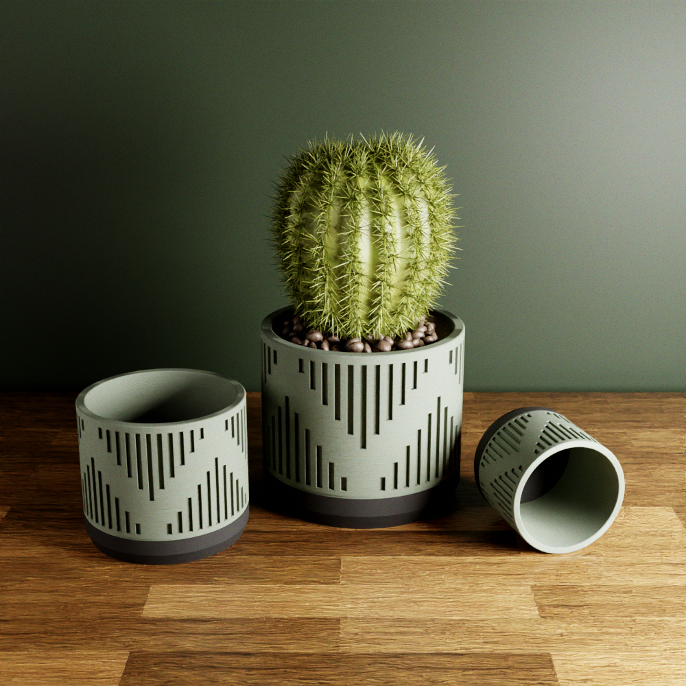 Heritage Succulent Planter With Drip Tray, Unique Flower Pot Home Decor, Housewarming Gift for Her, Small, Forest Green Color
