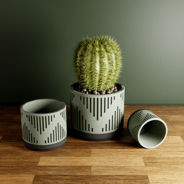 Heritage Succulent Planter With Drip Tray, Unique Flower Pot Home Decor, Housewarming Gift for Her, Large Forest Green Color