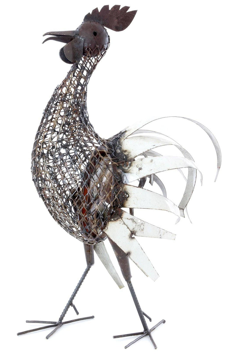 Strutting Rooster Sculpture, Handmade Zimbabwe Home Decor - Recycled Metal, Housewarming Gift for Her