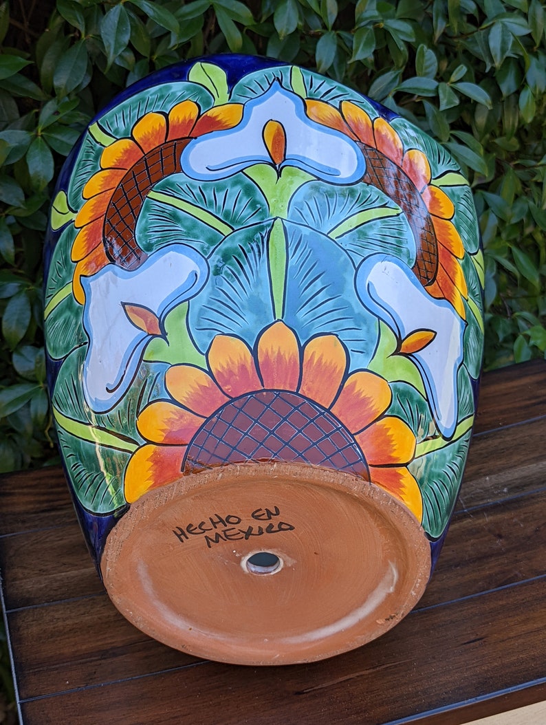 Colorful 13.5" Flower Pot, Talavera Ceramic Planter, Handmade Pottery, Outdoor Garden Decor, Indoor Home Decor, Unique Housewarming Gift