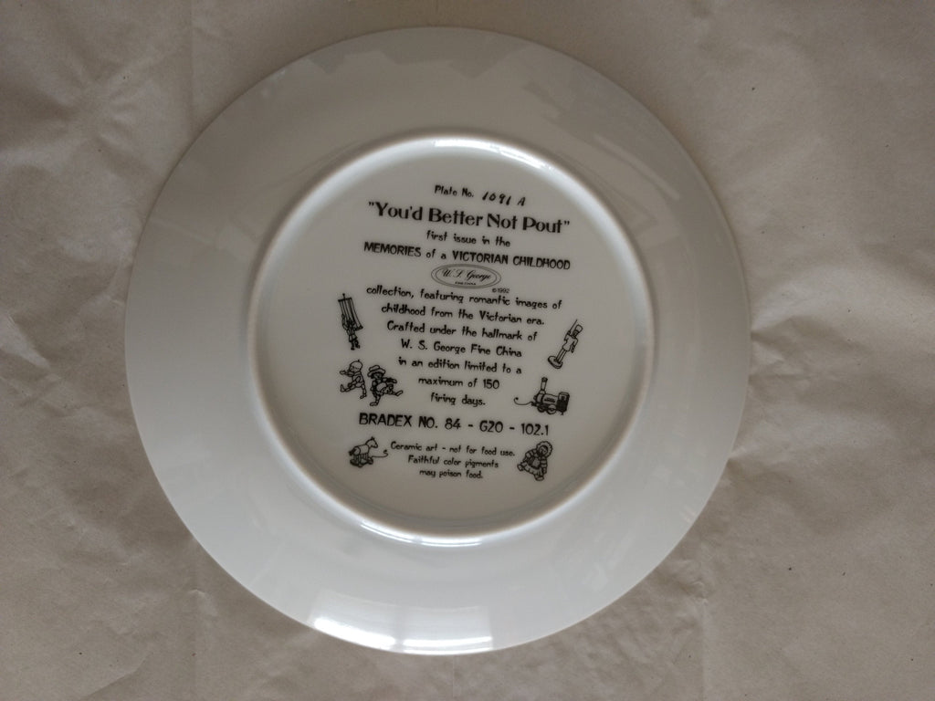 You'd Better Not Pout 1992 Vintage Collector Plate in W.S. George Fine China