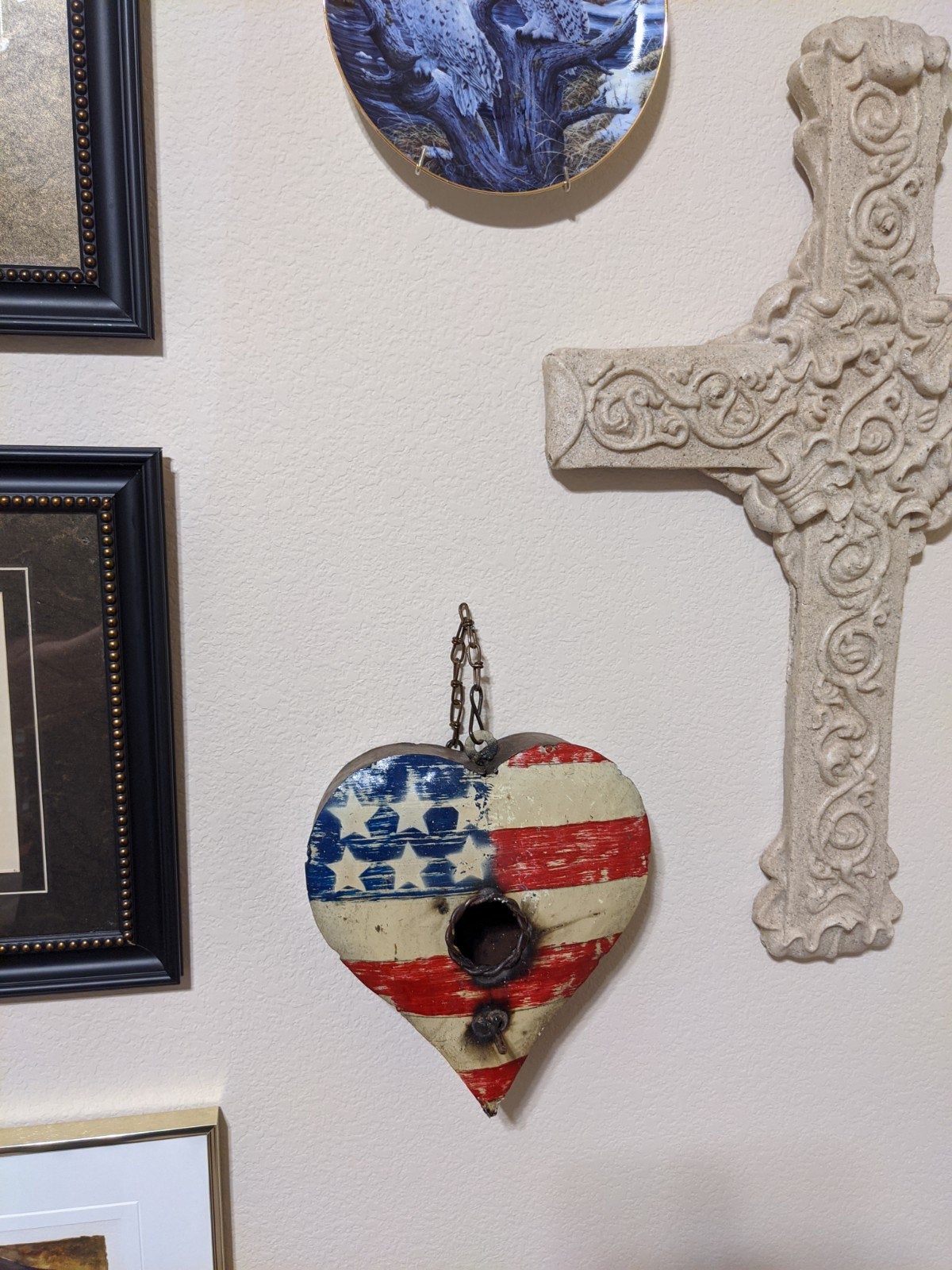 Small Metal Birdhouse, Unique Patriotic Style, Outdoor or Indoor, Decorative Birdhouse Decor, Handmade in Mexico