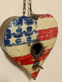 Small Metal Birdhouse, Unique Patriotic Style, Outdoor or Indoor, Decorative Birdhouse Decor, Handmade in Mexico