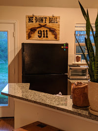 We Don't Dial 911 Metal Sign, Gun Metal Sign, Metal Sign Decor, Large Metal Signs for Men, Metal Outdoor Signs