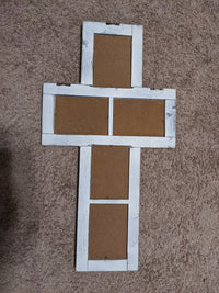 5x7 Wood Cross 5 Picture Frame, Window Style, Rustic Home Decor, Distressed Farmhouse Look, 5 Photo Frame, Handmade in Texas USA, Free S/H