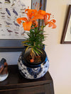 Ceramic Owl Flower Pot - Talavera Blue Mexico Decor, Indoor or Outdoor