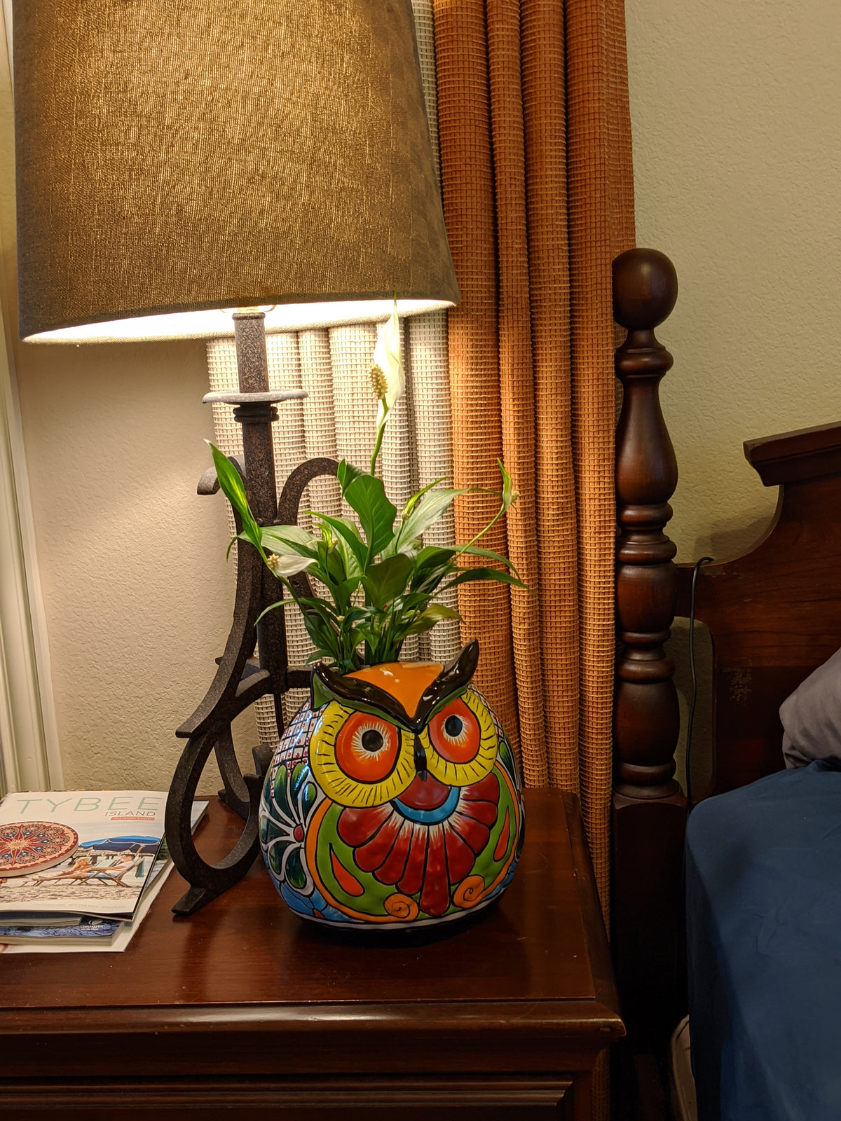 Ceramic Owl Mexican Flower Pot, Colorful Owl Gifts, Talvera Pottery, Indoor or Outdoor Owl Decorations, Talavera Mexico, Large Owl Pot