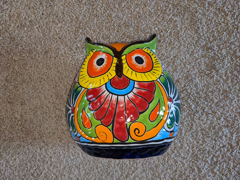 Talavera Planter, Ceramic Owl Mexican Flower Pot, Colorful Owl Gifts, Indoor or Outdoor Owl Decorations, Large Owl Pot