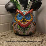 Ceramic Owl Flower Pot -Colorful, Owl Gifts, Talavera Pottery, Mexican Pottery -Medium, Indoor or Outdoor Owl Decorations, Ceramic Planter