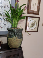 Ceramic Owl Planter Pot, Flower Pot, Green, Owl Gifts, Mexican Pottery, Indoor Outdoor Owl Decorations, Large Pot