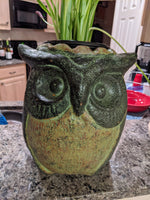 Ceramic Owl Planter Pot, Flower Pot, Green, Owl Gifts, Mexican Pottery, Indoor Outdoor Owl Decorations, Large Pot