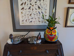 Owl Flower Pot, Ceramic Planter, Handmade Talavera Pottery, Outdoor Garden Decor, Indoor Planter Home Decor, Unique Gift for Birders