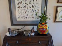 Ceramic Owl Mexican Flower Pot, Colorful Owl Gifts, Talvera Pottery, Indoor or Outdoor Owl Decorations, Talavera Mexico, Large Owl Pot