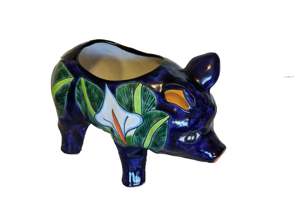 Lilly Pig Flower Pot & Ceramic Talavera Pottery Ships 9-1 | Use Pig Flower Pot for Outdoor or Indoor Decor, Handmade Pig Gifts