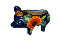 Sunflower Pig Planter Talavera Pottery Ships 9-1 | Use Ceramic Pig Flower Pot for Outdoor or Indoor Plants, Handmade Pig Gifts