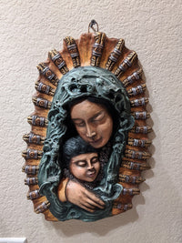 Mother and Child Wall Art Decor, Handmade, Hand Painted Living Room Wall Art, Hanging Ceramic Wall Art, Christian, Decorative, Madonna Art