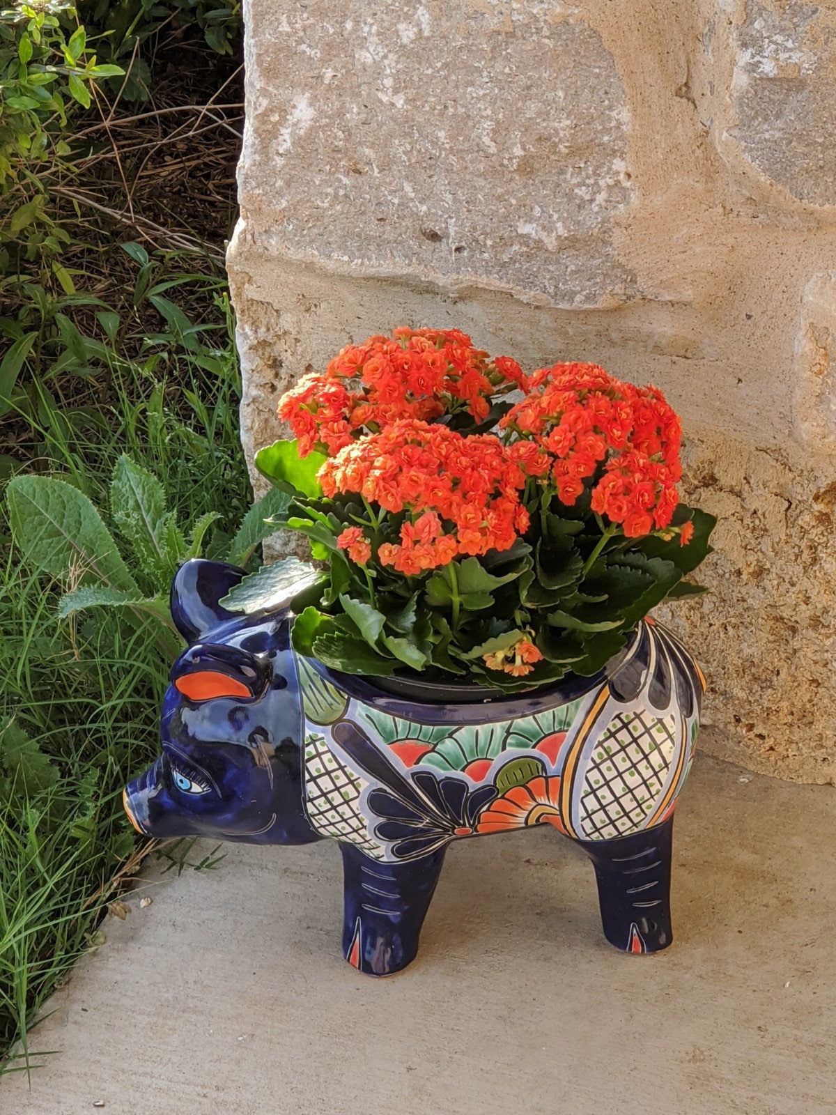 Sunflower Pig Planter Talavera Pottery Ships 9-1 | Use Ceramic Pig Flower Pot for Outdoor or Indoor Plants, Handmade Pig Gifts
